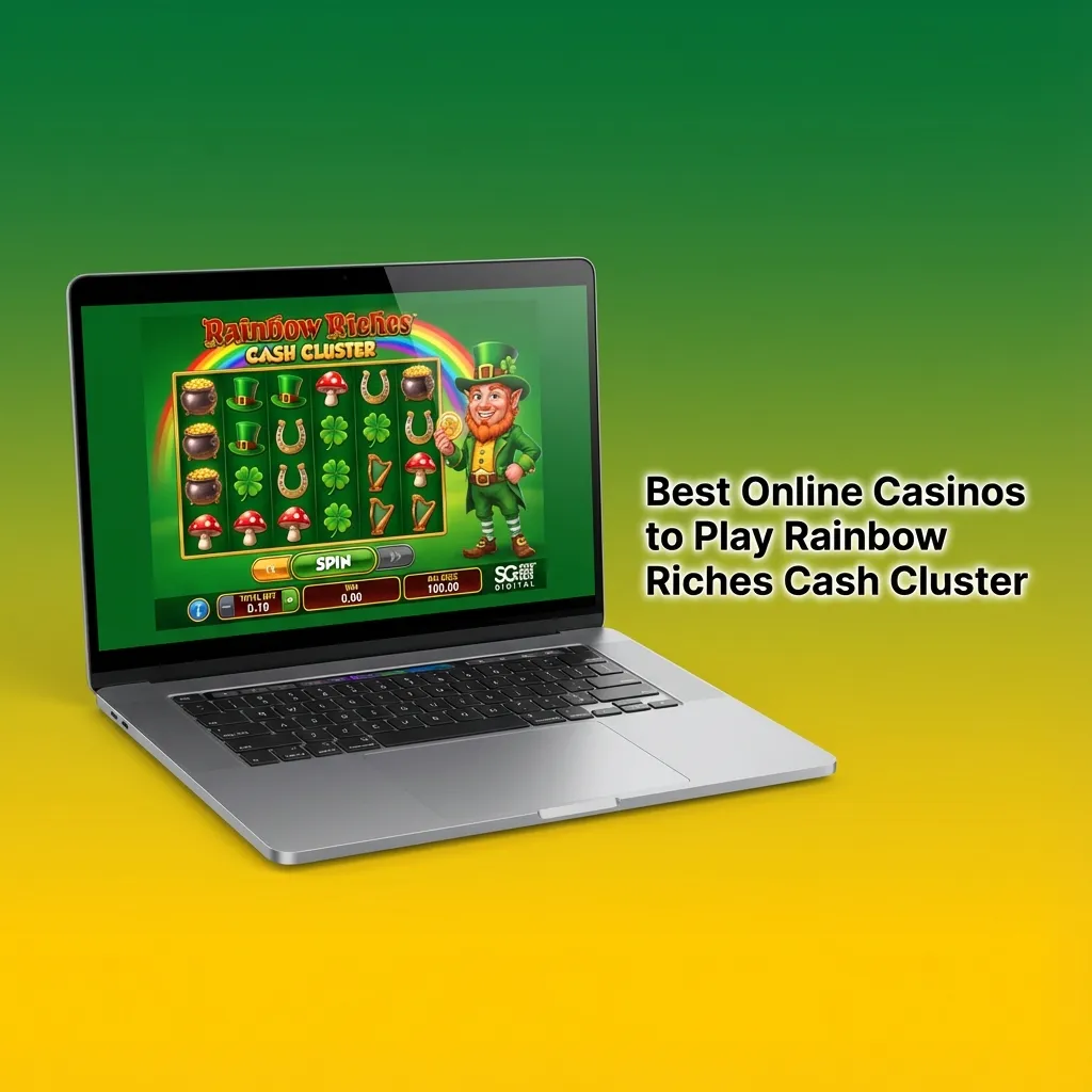 Comparison graphic of BetMGM and Fabulous Bingo as UK‑licensed sites to play Rainbow Riches Cash Cluster online