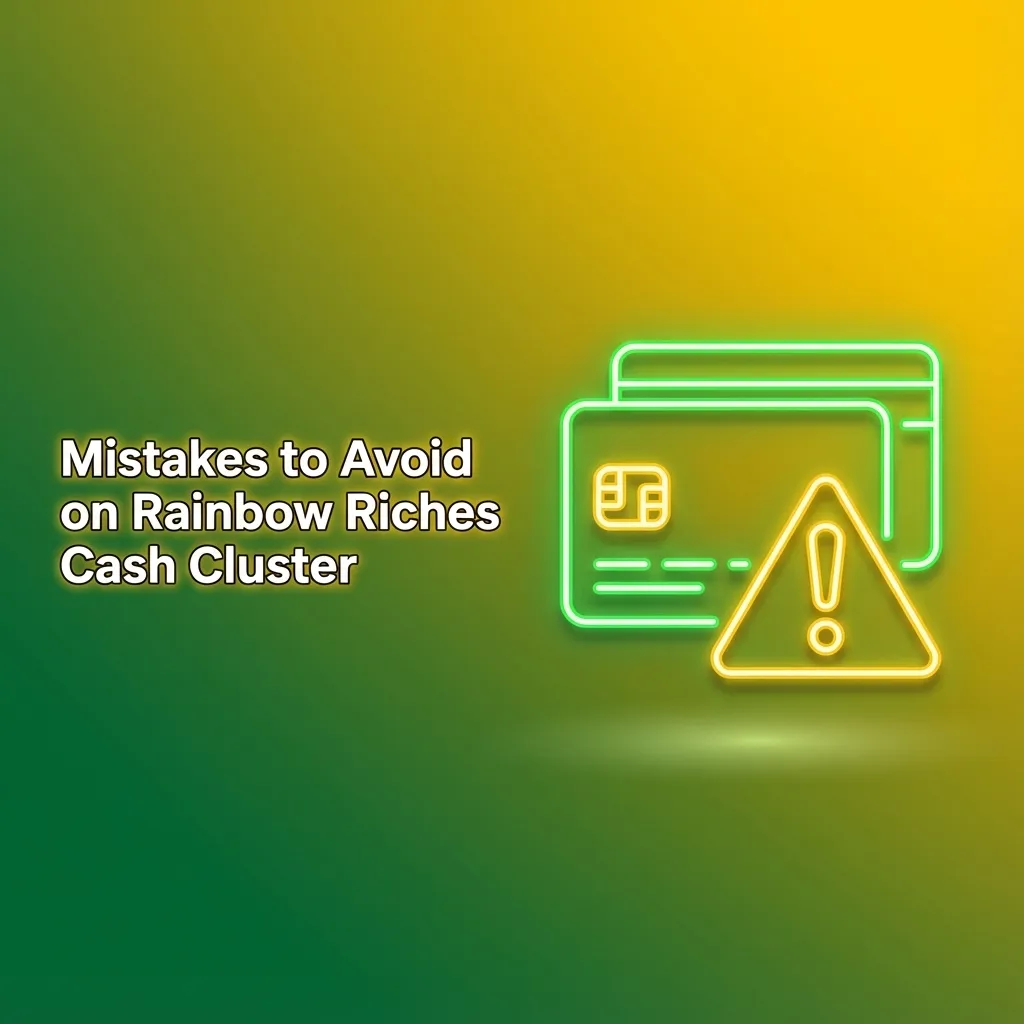 List of key mistakes to avoid when playing Rainbow Riches Cash Cluster, highlighted with icons and brief tips