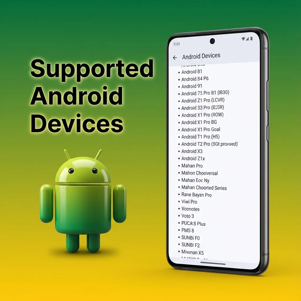 Lineup of budget, mid-range, and flagship Android phones compatible with Rainbow Riches Cash Cluster Fabulous Bingo app