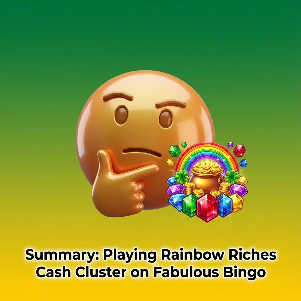 Laptop and smartphone showing Rainbow Riches Cash Cluster on Fabulous Bingo with green Irish-themed graphics