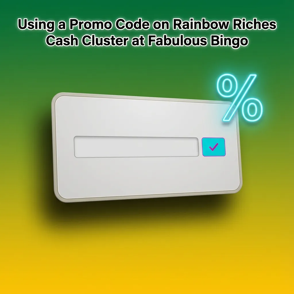 Player entering promo code CASHCLUSTER during Fabulous Bingo registration to claim a Rainbow Riches Cash Cluster bonus